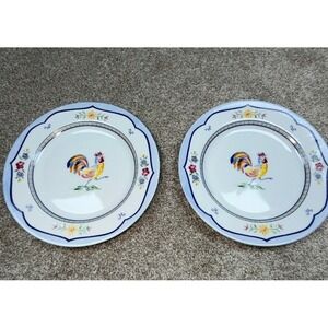 Vintage Coventry Genevieve Porcelain Rooster Bread Salad Plates Set Discontinued